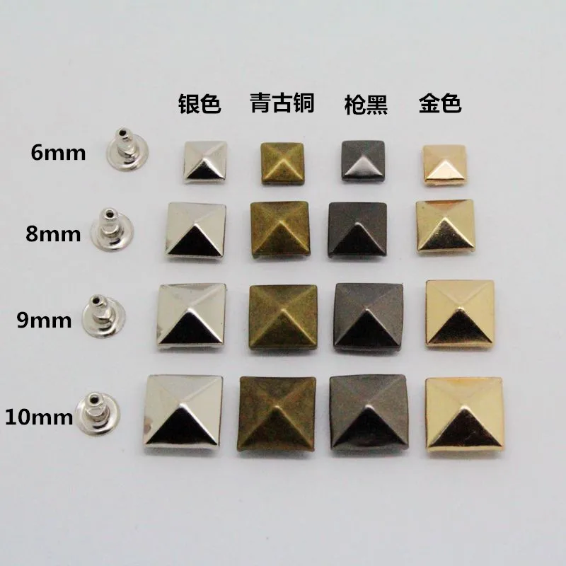 100pcs Punk Colors Metal Square Pyramid Rivet Cone Studs Nailhead Craft Spike DIY 12mm 1/2 