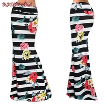 Raisvern Женские винтажные юбки в стиле бохо с цветочным принтом, высокая талия, облегающая юбка, тонкие длинные сексуальные юбки для женщин