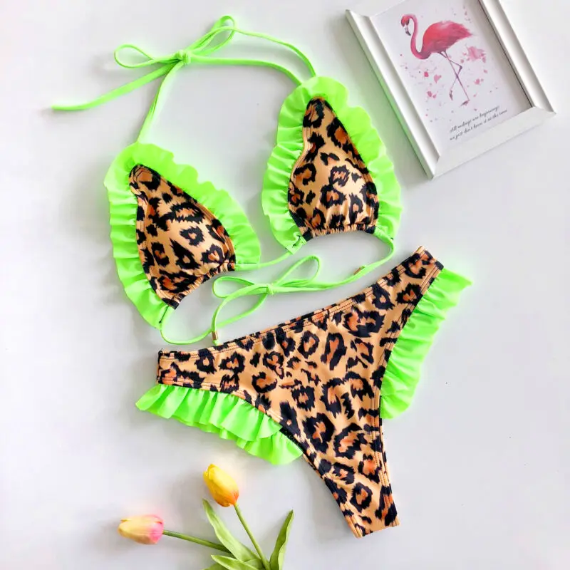 

Women 2pcs Swimwear Bandage Bra Thong Bikini Set Push-up Padded Bathing Swimsuit