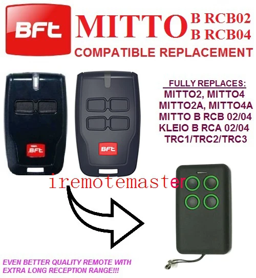 

Multi frequency univeral remote fits BFT RCB02 / 04 rolling code remote control duplicator