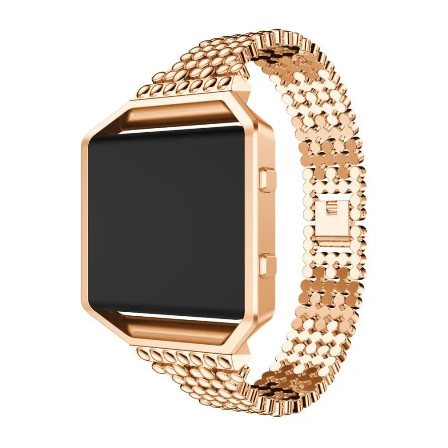 Rose Gold HL роскошные часы из сплава ремешок с металлической рамкой для Fitbit Blaze Прямая oct24 - Цвет: Rose Gold