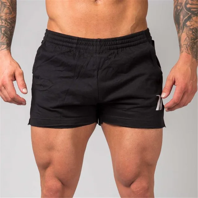 Мужские камуфляжные хлопковые шорты летние пляжные крутые короткие мужские брюки тренажерные залы фитнес тренировки Бодибилдинг; бег спортивная одежда - Цвет: BLACK