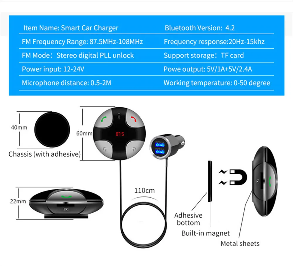 Car MP3 Player Car Bluetooth FM Transmitter Handsfree Car Kit MP3 Music Player Radio Voltage Monitor TF U Disk 2 USB Car Charger