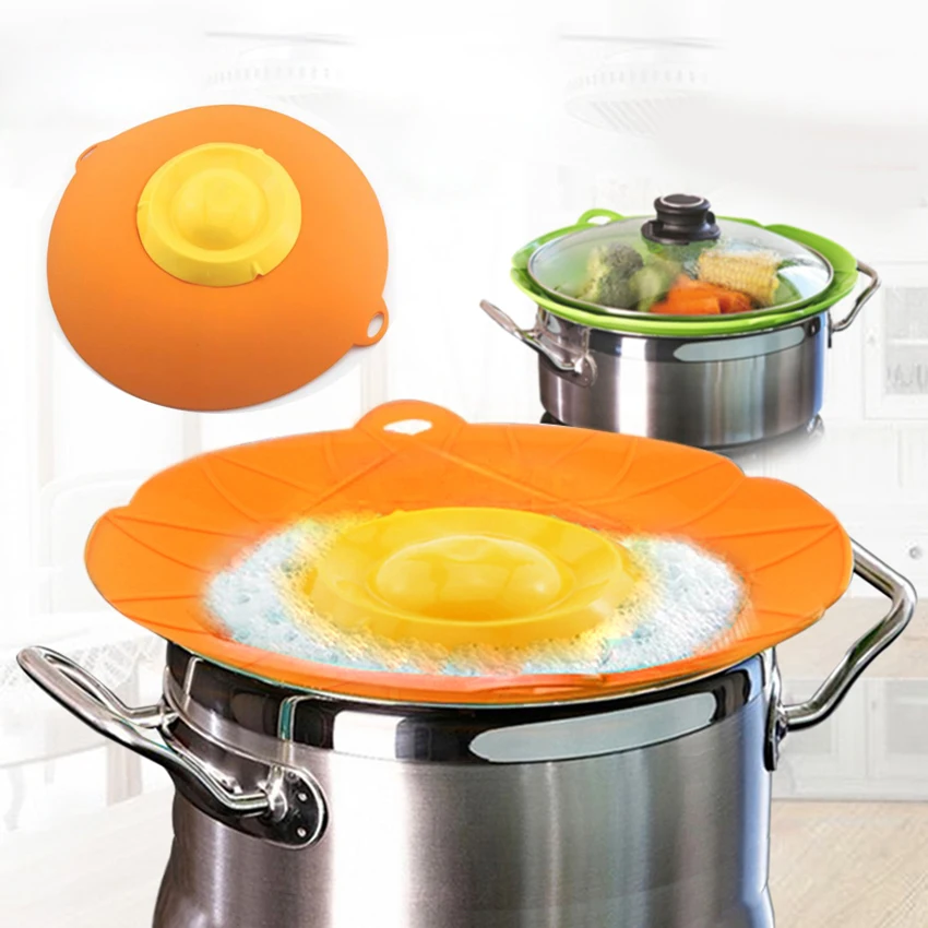

1 Pc Pot Lids Spill Stopper Lid Kitchen Gadgets 29cm Diameter Flower Cookware Silicone Pan Cover Cooking Tools