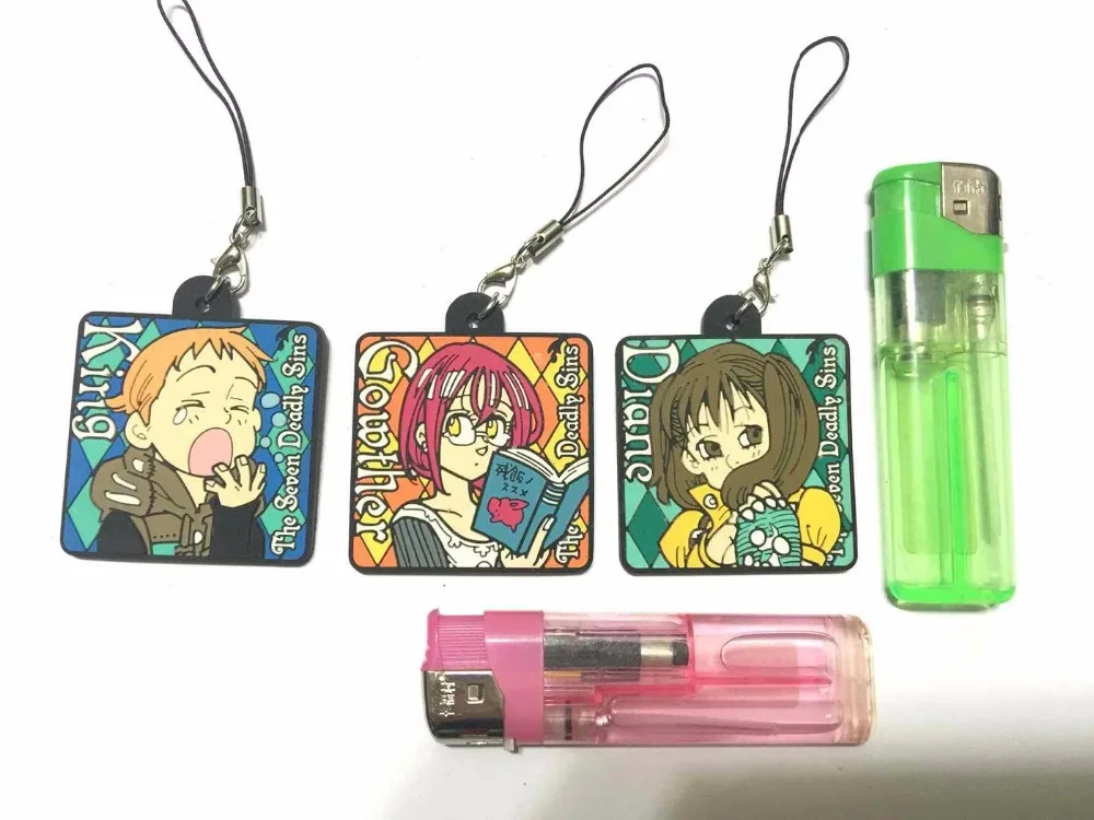 G362-1 6pcslot Original Japanese anime figure The Seven Deadly Sins rubber Silicone sweet smell mobile phone charms keychain strap