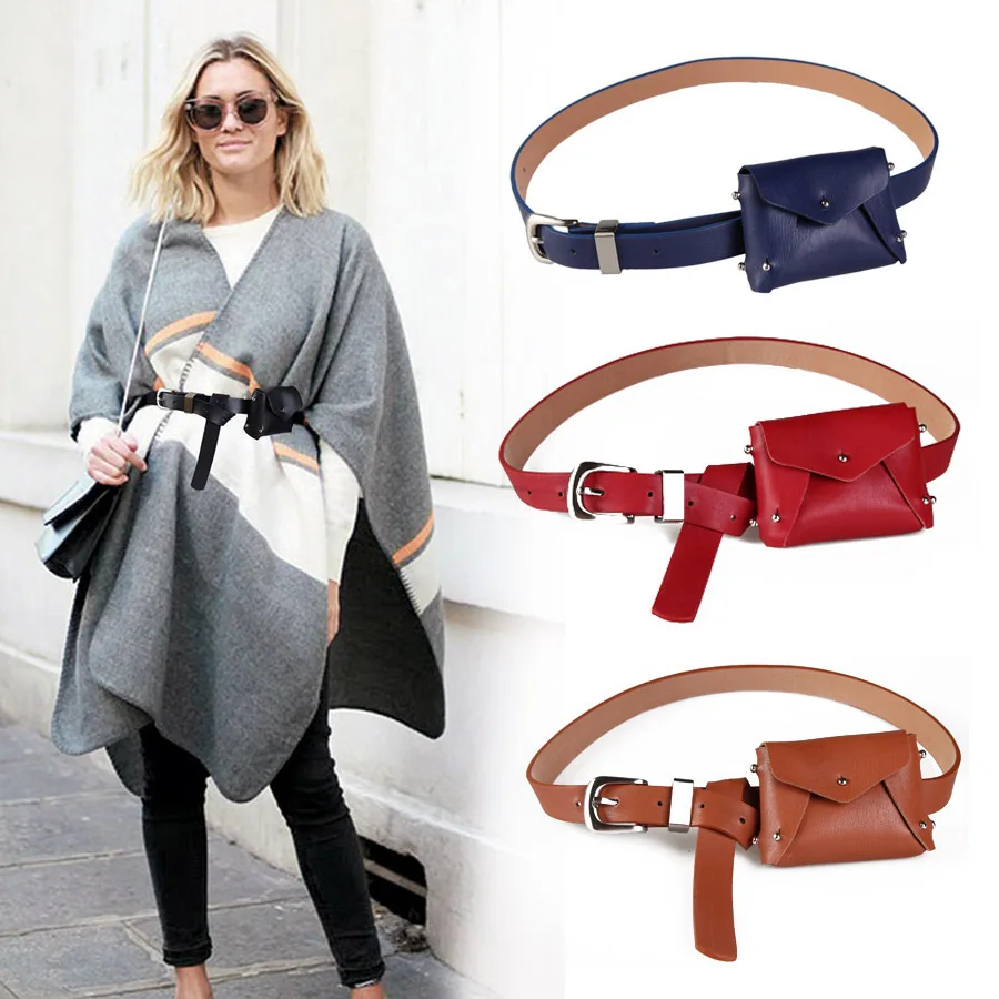 0 : Buy PU Leather Waist Bag Women Fashion Waist Pack Travel Belt Wallets Female ...
