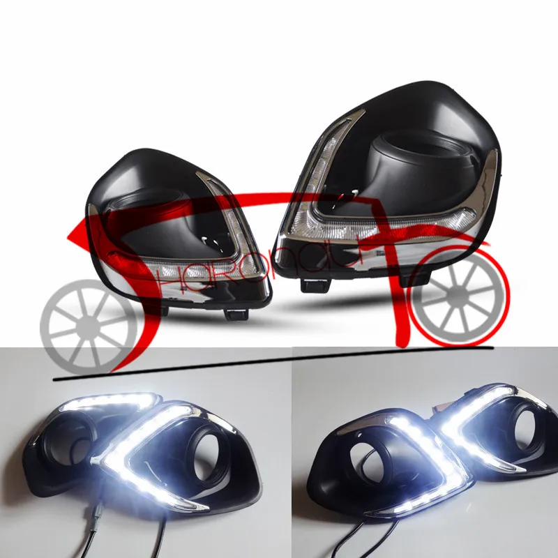 

Dimming style Relay Waterproof Car LED DRL Daytime running lights with Plating fog lamp hole for Mitsubishi ASX 2013 2014