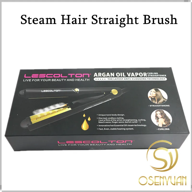 

Newest LESCOLTON Steam Hair Straightening and Curling Iron 2 in 1 Steam Straightener Ceramic Fast Iron Brush 110-240V