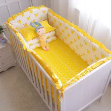 Детские постельные принадлежности для кроватки, бамперы, Мультяшные детские постельные принадлежности, набор постельных принадлежностей вокруг упаковки, простыни из хлопка, утолщенные Красивые Детские бамперы, 5 шт