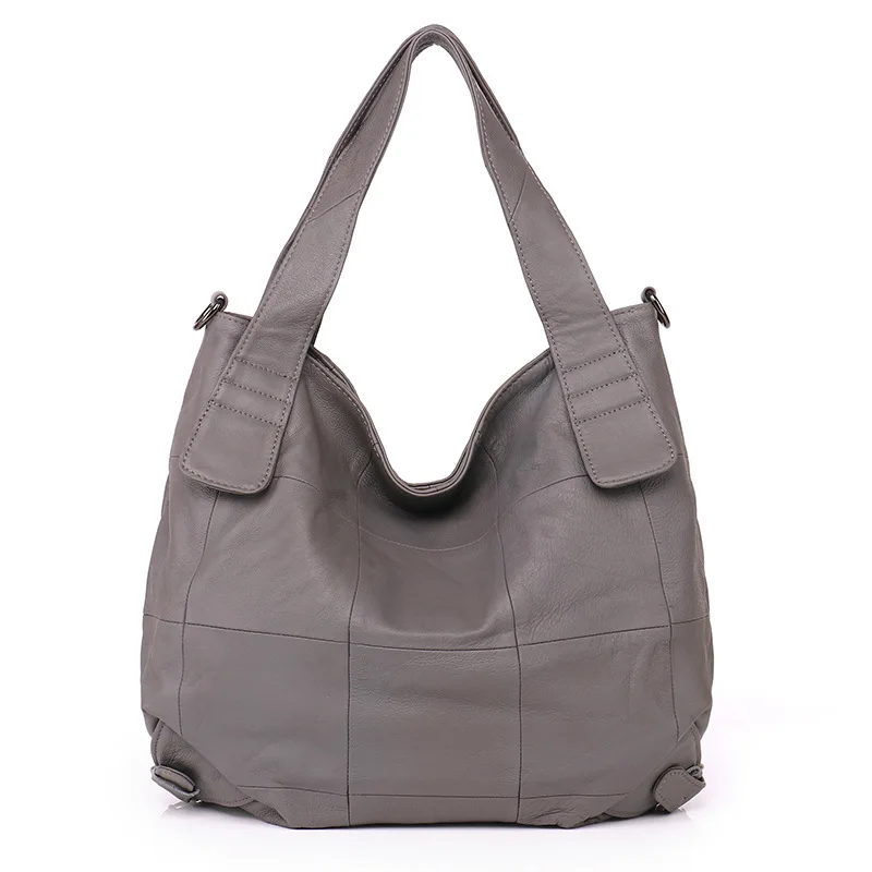 Women's new leather fashion bucket bag Korean version of the first layer cowhide large capacity shoulder Messenger bag