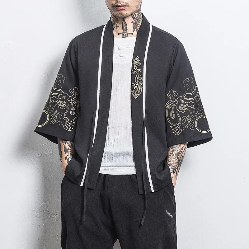 Кардиган Hanfu китайская уличная одежда свободная рубашка с рукавом до локтя