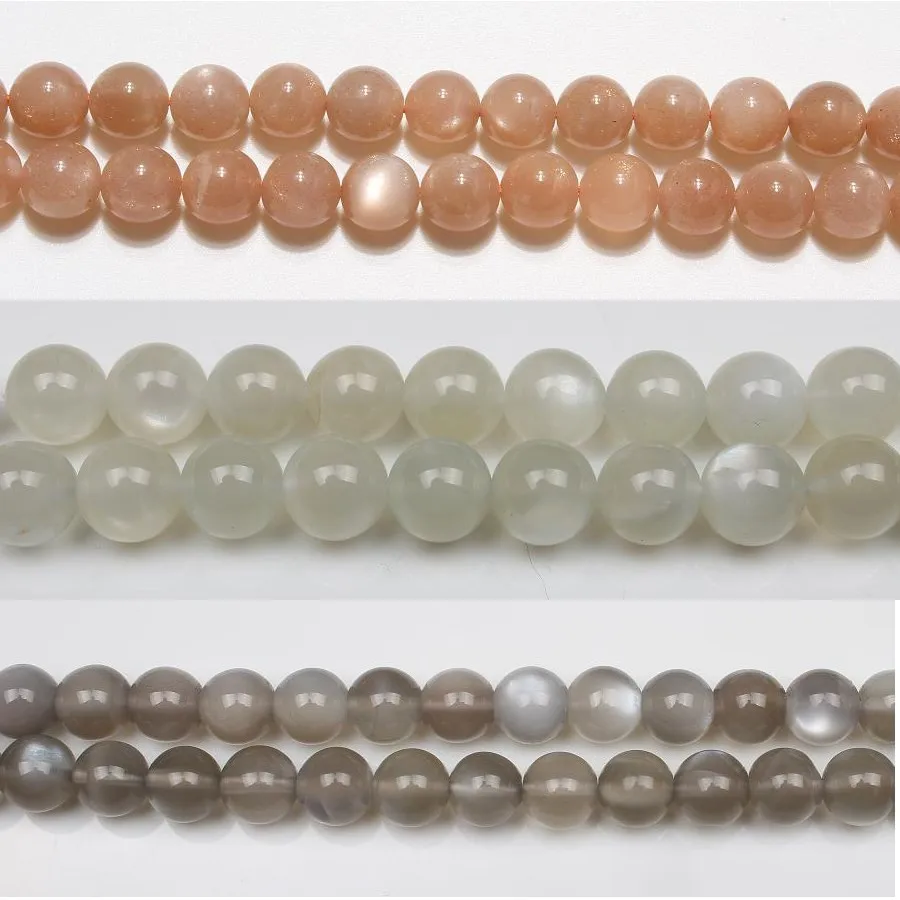 

Baihande 6mm Natural Grey Moonstone White Orange Round Gemstone Loose Beads For Necklace Bracelet DIY Jewelry Making 15inch