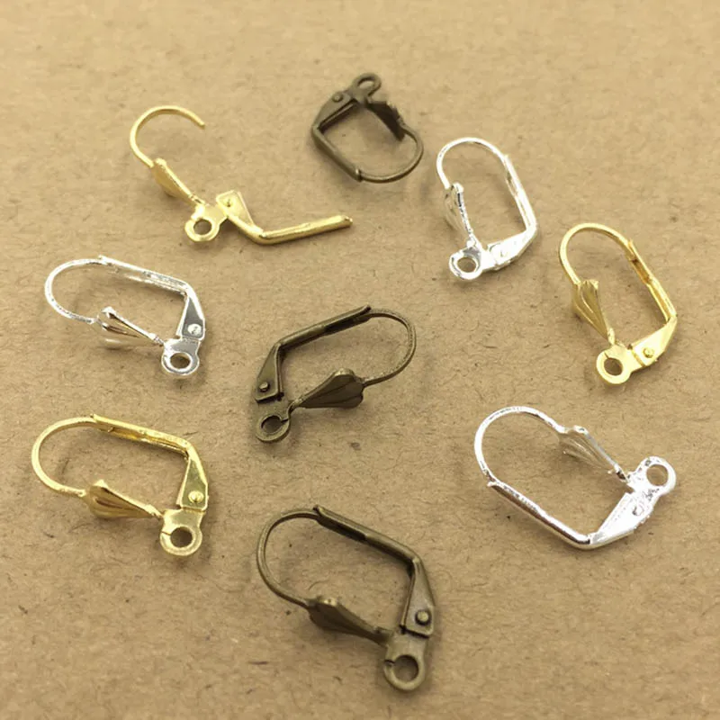 

20pcs/lot Copper Earring Hook Clasp Gold Silver Antique Bronze French Earrings Clips for Earrings Making DIY Jewelry Findings