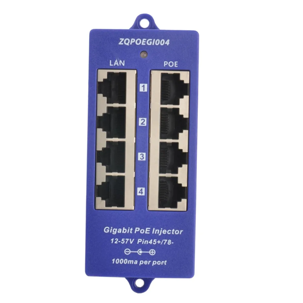 PoE инжектор Gigabit 4 порта 1000 Мбит/с 802.3af|panel| |