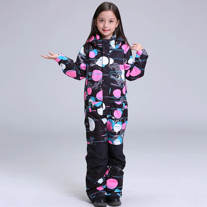 

2018 GSOU SNOW Girls One Piece Ski Suit Kids Children Snowboard Suit Windproof Waterproof Thermal Outdoor Sport Wear One Piece