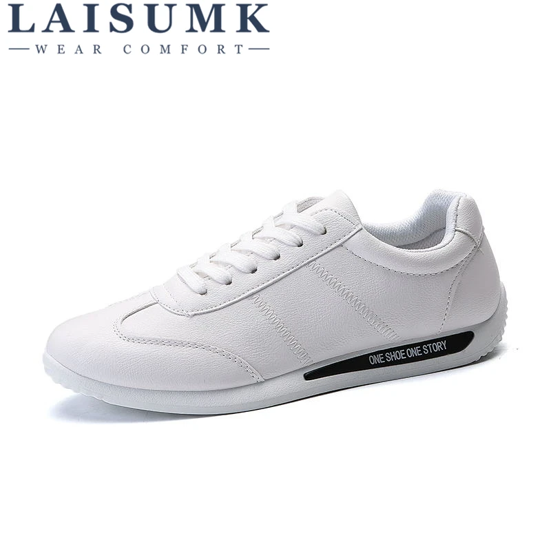 

2019 LAISUMK Leather Casual Shoes Men Waliking Fashion Shoes For Men Breathable Durable Rubber Flats Male Sneakers