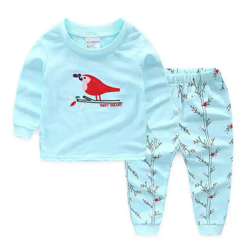 Детский пижамный комплект, детская одежда для сна, комплекты пижам для малышей, пижамы с животными для мальчиков и девочек, хлопковая одежда для сна - Цвет: Color as shown