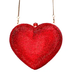 LaiSC Deluxe клатчи с кристаллами красное сердце клатч вечерняя сумочка; BS010 официальные роскошные сумки с кристаллами женские свадебные
