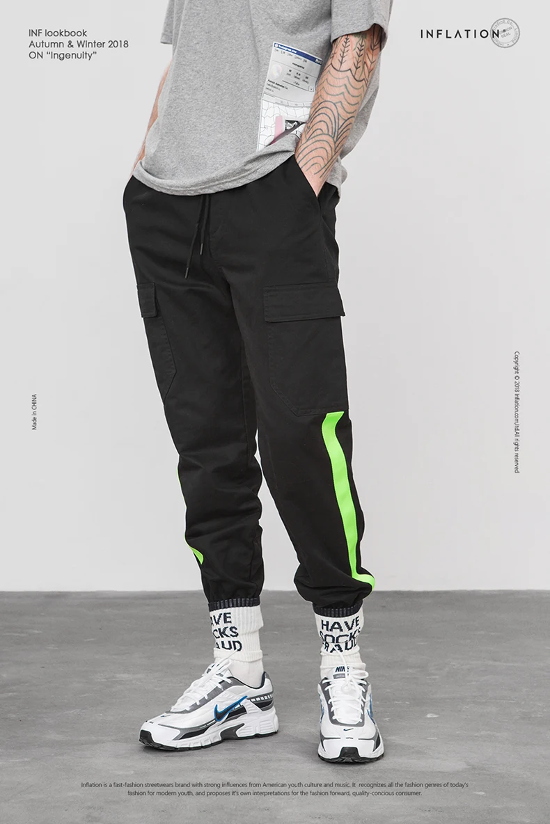 INFLATION Ankle Banded Pants Male Brand Trousers Mens Womens Casual Jogger Pencil Pants Streetwear Brand Clothing 8868W