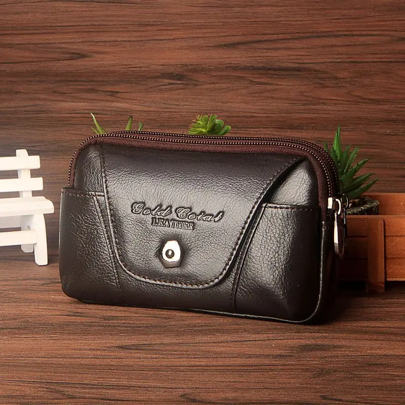 

Genuine Leather Travel Waist Bag Men Small Fanny Pack Casual Belt bags for men 5.0-6.3 inch Phone Pouch Male Purse Wallets Bags