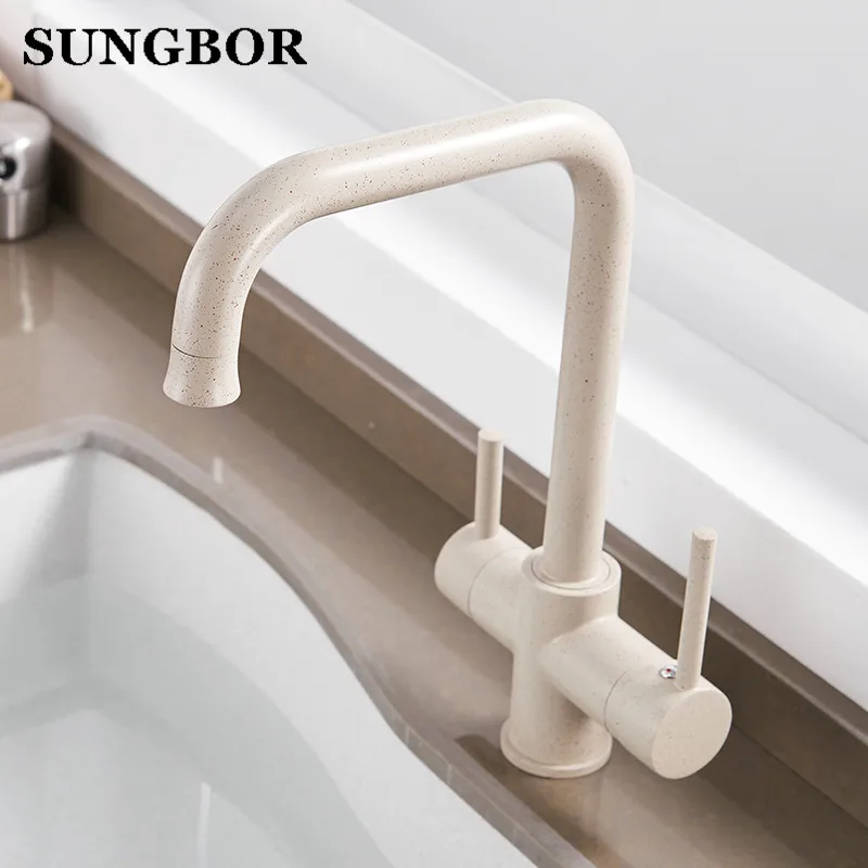 Purifier Kitchen Faucet with Filtered Water Dual Handle Drinking Water Tap,Cold and Hot Mixer Sink Faucet Black Copper CF-0187H