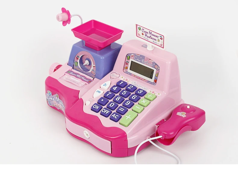 Розовый кассир имитация сканирования устройство взвешивания Электрический игрушка набор Детская игра в Guojia супермаркет без коробки