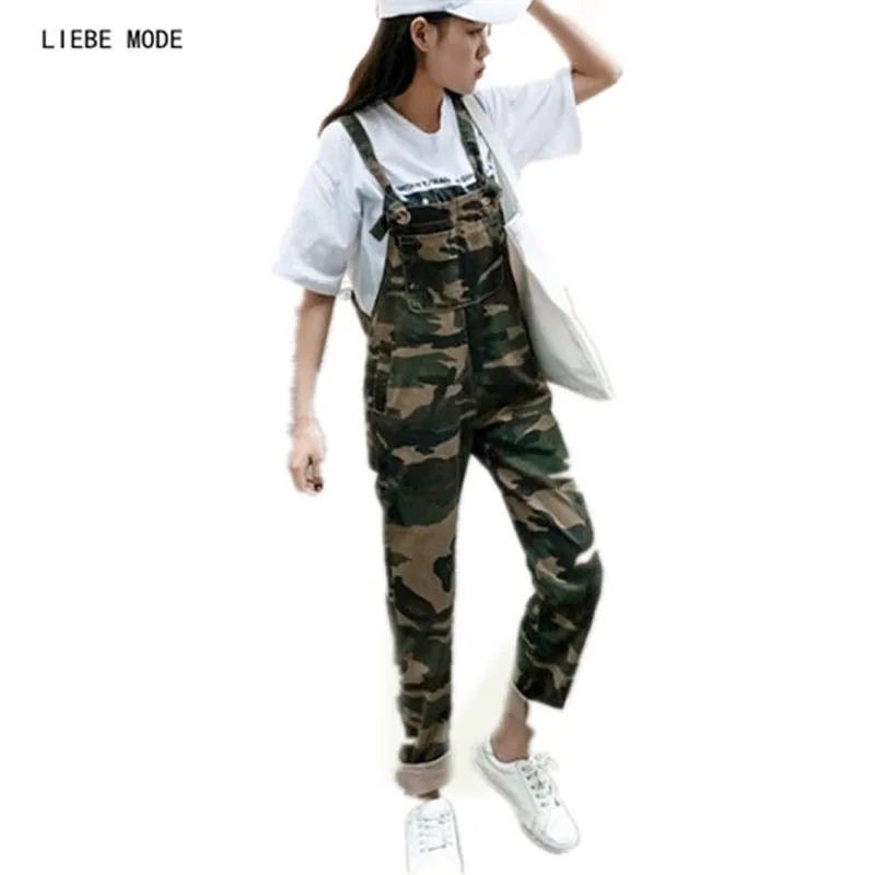 100 Cotton Camouflage Denim Overalls Women Bib Overalls Pants Slim Fit