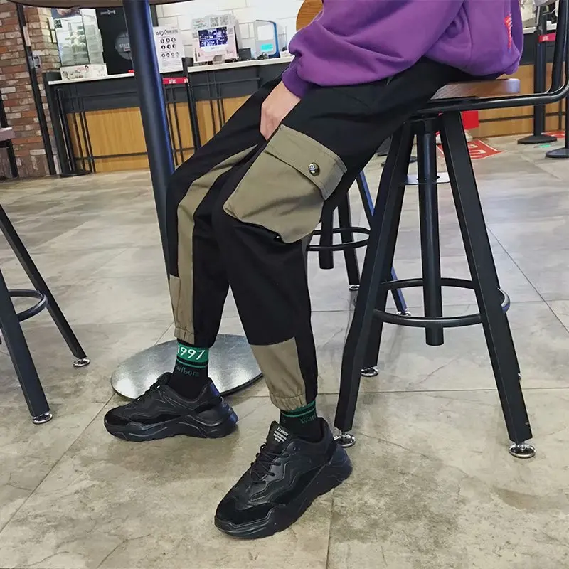 2019 весна осень брюки карго мужские скейтборд хип-хоп Досуг корейские модные брюки мужские зеленые черные мужские s брюки
