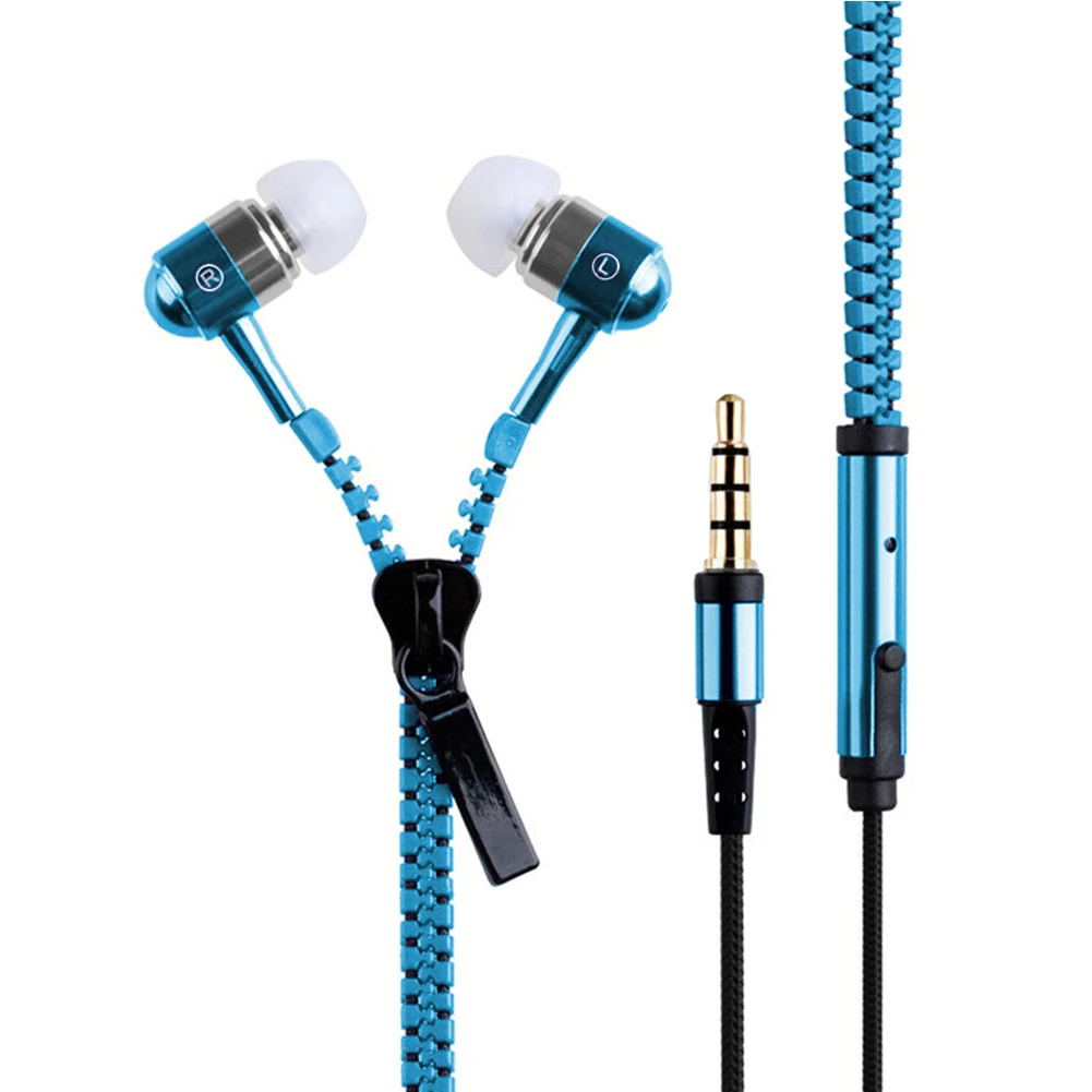 

New Design Zipper earphones with microphone 9 Colors Fashion Headphones