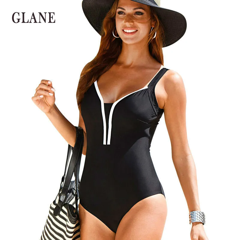 

GLANE Black Sexy Women One Piece Swimsuit Swimwear Bathing Monokini Push Up Bikini