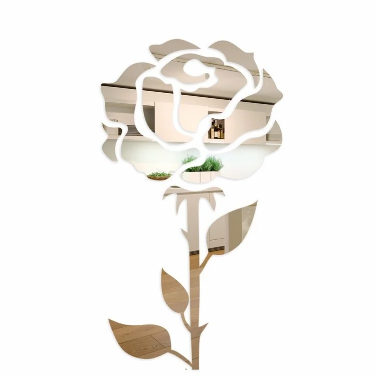 

100CM Creative Sweet rose flower creative mirror sticker , Modern Design Removable DIY Acrylic 3d Mirror Wall Decal Sticker