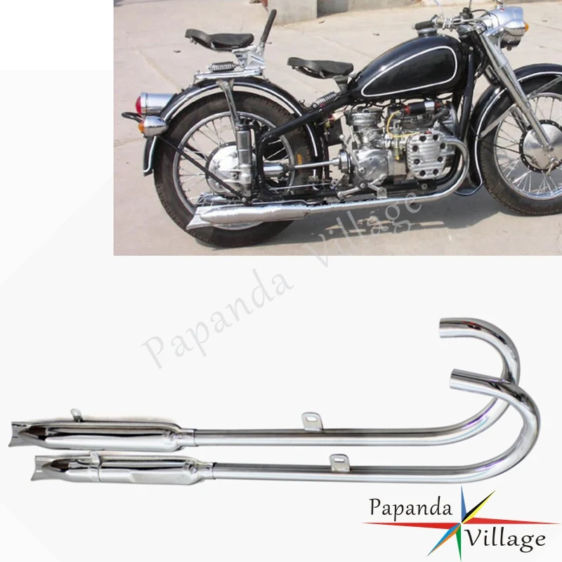 

Motorcycle Chrome Fishtail Front Rear 24HP Retro 750cc Exhaust Muffler Pipes for BMW Ural K750 R12 R71 M72 M1 750 Dnepr MT12