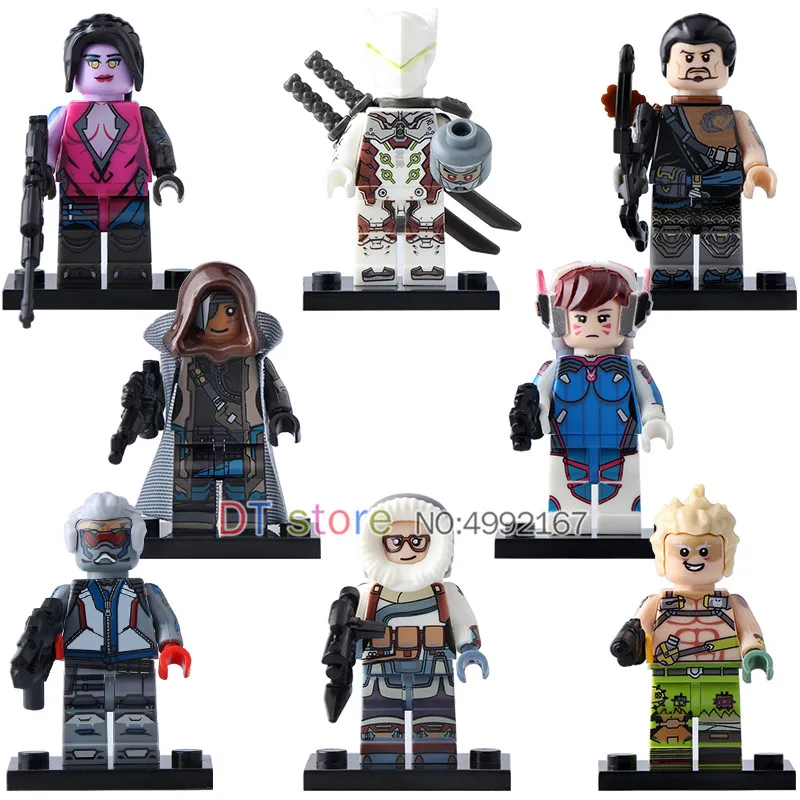 

Single Sale Super Heroes Black lily Genji D.VA Hanzo Soldiers 76 Anna Junkrat Building Blocks Toys for children Gift PG8104