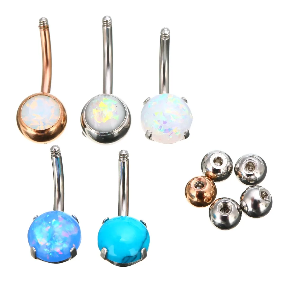 Women Trendy Jewelry Shellhard Opal Gem Navel Belly Button Rings Piercing Bar Charming Body Jewelry piercing ombligo 14G