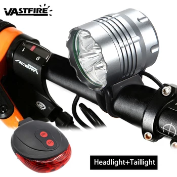 

Headlight & Bicycle Light 2 in 1 8000LM 5x T6 LED Bicycle Bike Light Torch+6400mAh Battery+Red Laser Taillight+Charger