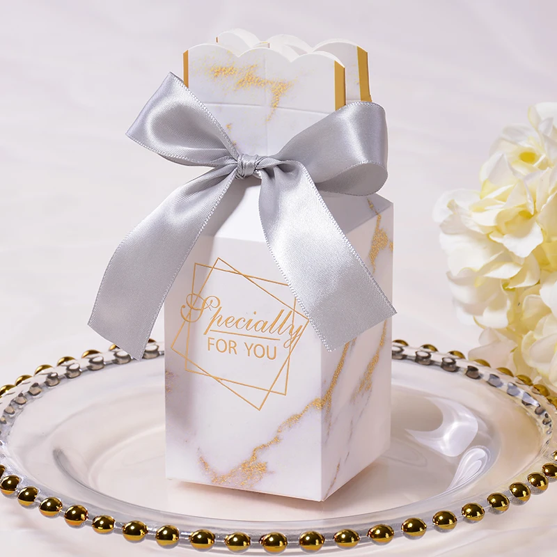 

50pcs/lot Marbling candy box bowknot wedding gift box packaging paper boxes baby shower party favors birthday gift bag Supplies