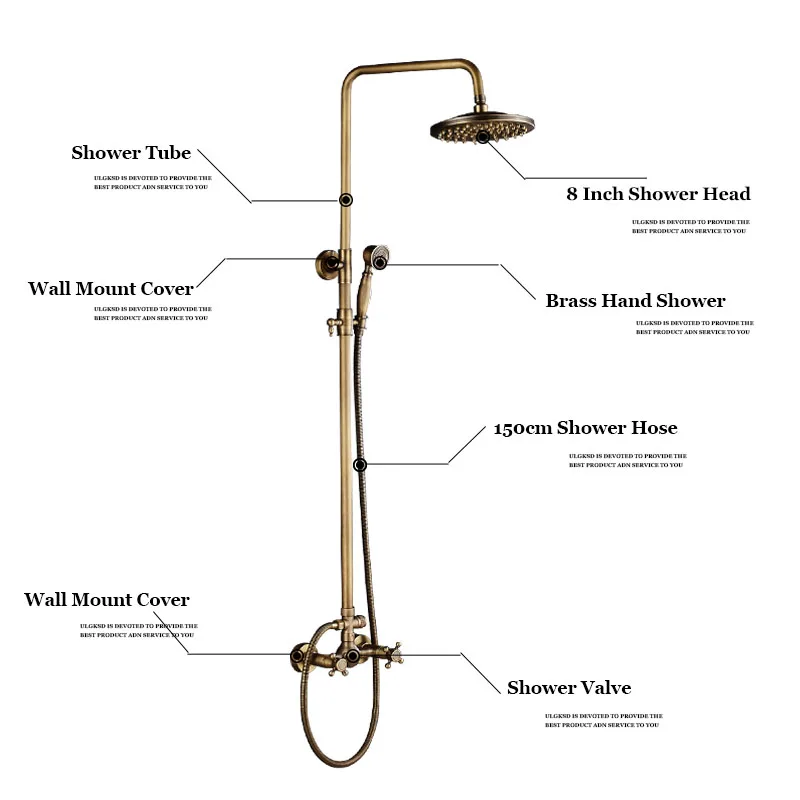 ULGKSD античный латунный смеситель для душа настенное крепление W/латунная душевая головка& ручная холодная и горячая вода смеситель для душа Para Ванная комната Душ
