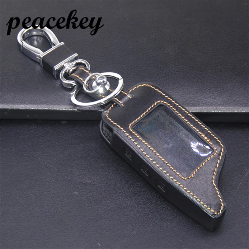

3 Buttons Leather Car Key Cover Case For Starline B9 B6 A91 A61 Twage Two Way Car Alarm System keychain Keyring