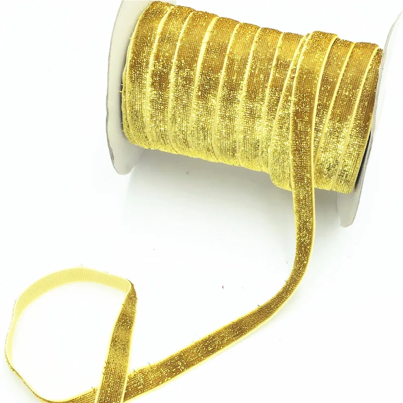 5 yds 3/"(10 мм) широкий золотой блестящий бархатный обруч с лентой зажимы бант украшение
