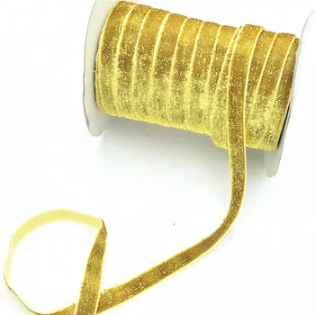 

5 yds 3/8 "(10mm)Wide gold Glitter Velvet Ribbon Headband Clips Bow Decoration