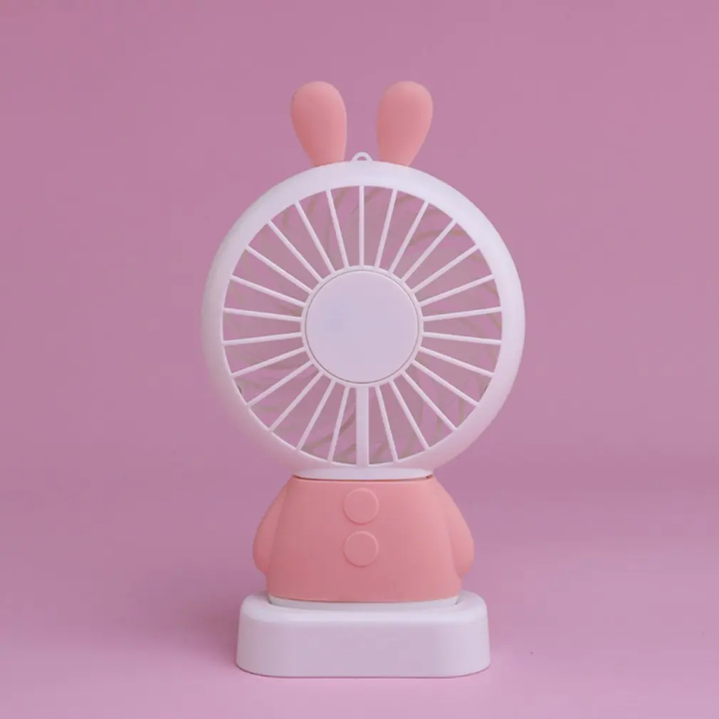 

Home Office Handheld Rabbit Fan Mini USB Charging Fan With Desk Base Rechargeable Air Conditioner For Student