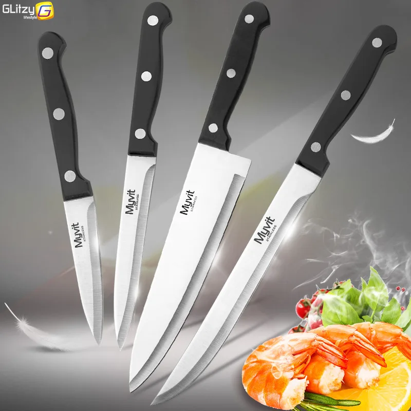 Kitchen Knife High Carbon Stainless Steel 3.5 5 8 inch Paring Utility Carving Chef Knife 4 piece Set 3CR13 420C Meat Fruit Tools Kitchen Knife High Carbon Stainless Steel 3.5 5 8 inch Paring Utility Carving Chef Knife 4 piece Set 3CR13 420C Meat Fruit Tools