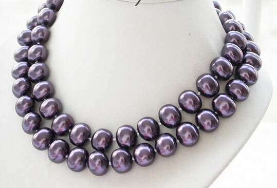 

ddh001761 34" 15MM purple EGG SOUTH SEA SHELL PEARL NECKLACE