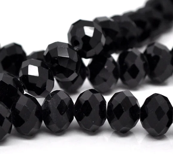 DoreenBeads Черные Хрустальные стеклянные граненые бусины 5040 8x6 мм прибл. 360 шт (B11643)