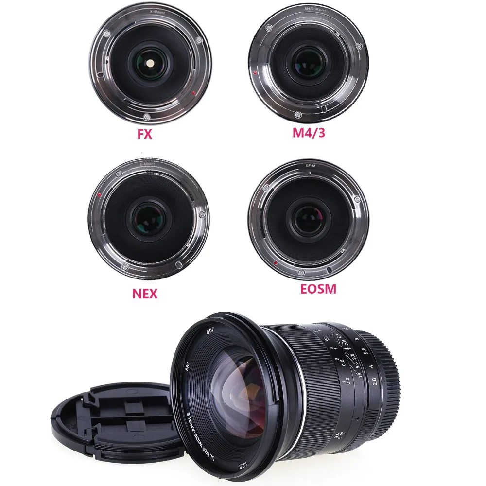 Новый 12 мм f/2 8 ручной широкоугольный объектив для Sony E Mount Fujifilm Olympus Panasonic M4/3 Canon EOS M