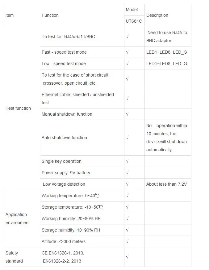 UNI-T UT681C кабельный тестер детектор индикатор СВЕТОДИОДНЫЙ Индикатор прибора UT681C