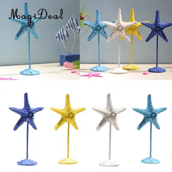 

MagiDeal 2Pcs Resin Starfish With Base Home Wedding Tabletop Ornament Decor