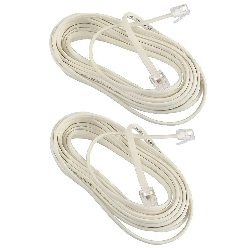 

Wantek 3 Foot White Phone Male RJ11 to male RJ11 Telephone Extension Cord Cable Wire with Standard RJ 6P4C Plugs (2 Pack)