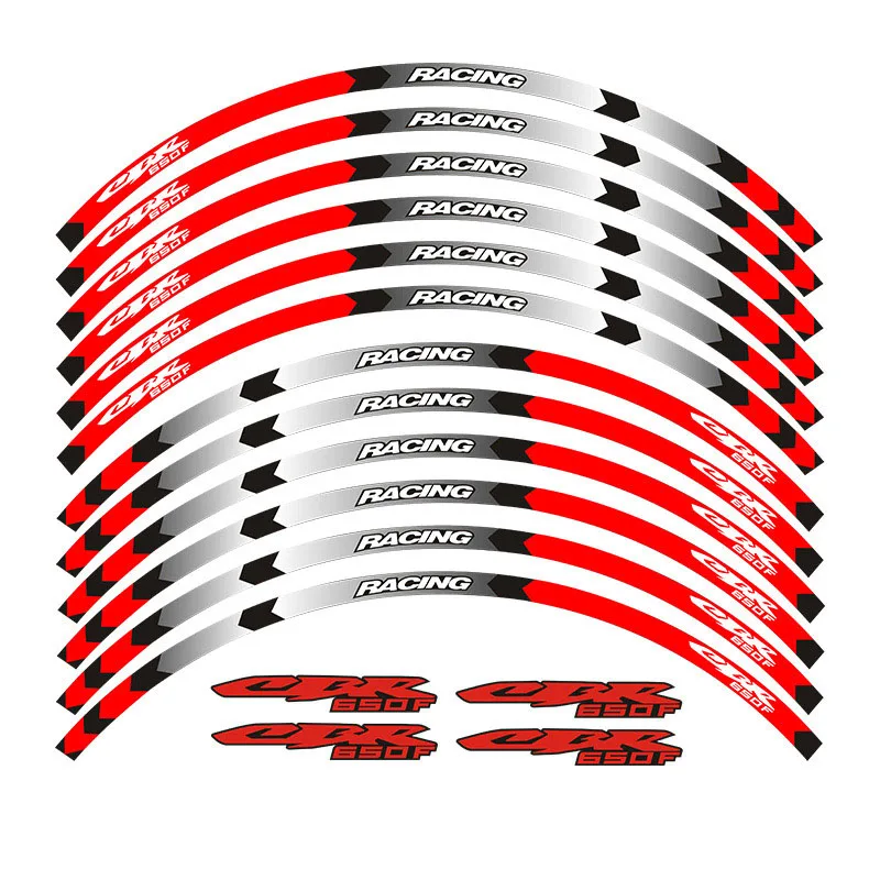 Лидер продаж 7 Стильная Обувь Мотоцикл Наклейка для колес Обода полосой 17 дюймов Стикеры s для Honda CB650F - Цвет: A Red