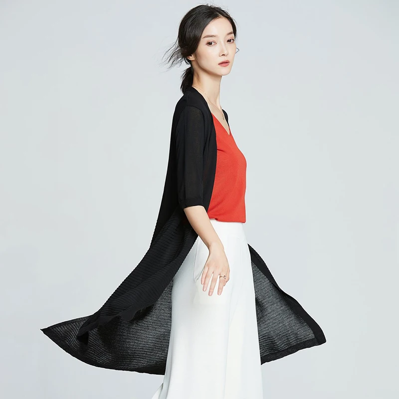 2018 New Fashion Women Thin Cardigans Half Loose Female Knitted Sweater Lady Long Casual Open Stitch Cardigans Coat ZML-599 Sweaters